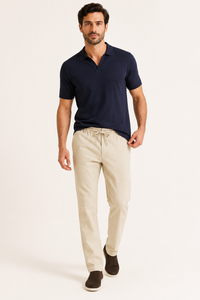 Lässige Herrenhose mit geradem Bein und elastischem Bund – Kaspar