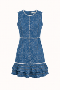 Kurzes ärmelloses bedrucktes Kleid aus Denim für Frauen - Gerlind