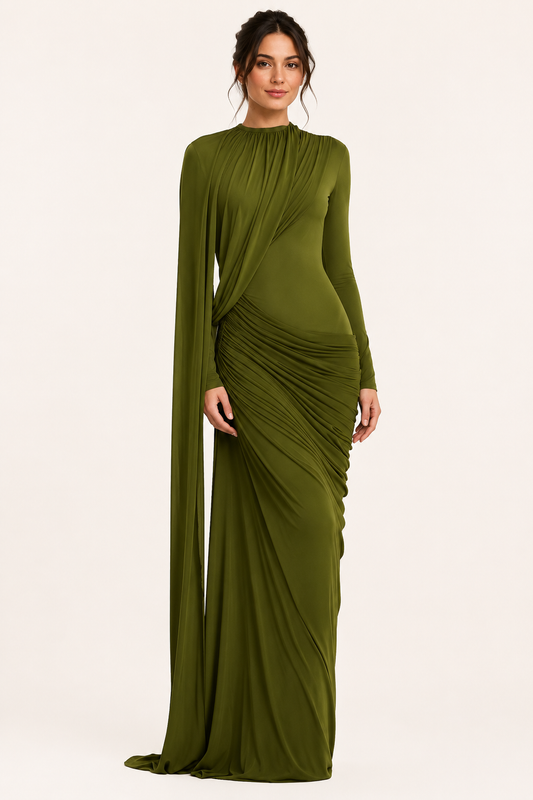 Langes Kleid mit langen Ärmeln elegantes Hochzeitsgastkleid - Gisela