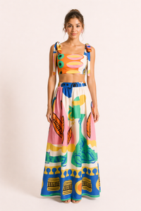 Damen-Set gedruckt kurzes Top kurzer Rock langer Rock Sommer - Megan
