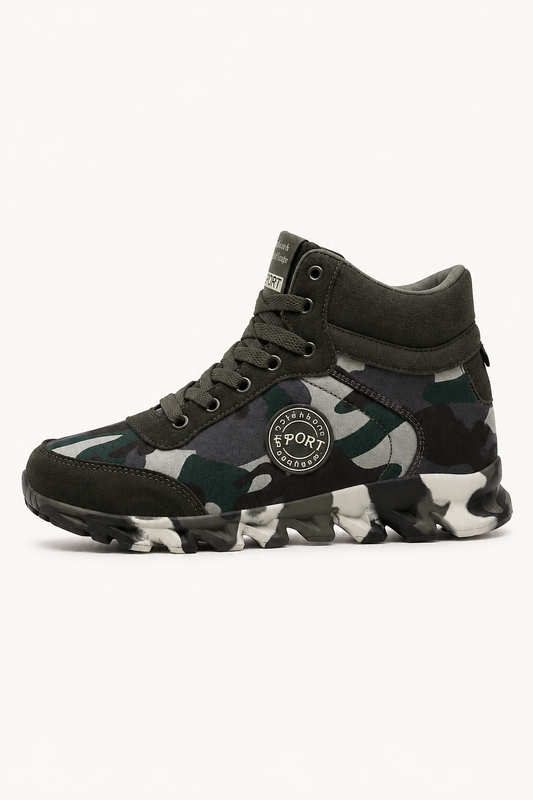 Lässige Damenstiefeletten mit Camouflage-Muster und mittlerem Schaft – Georgina