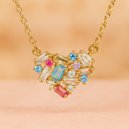 Moderne Halskette Mit Herz Aus Mehrfarbigen Kristallen Für Damen Elegantes Funkelndes Accessoire Von Annika