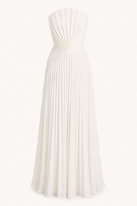 Langes, trägerloses, plissiertes Abendkleid für Damen – Tomiris