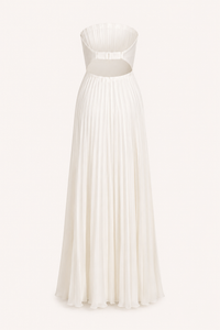 Langes, trägerloses, plissiertes Abendkleid für Damen – Tomiris