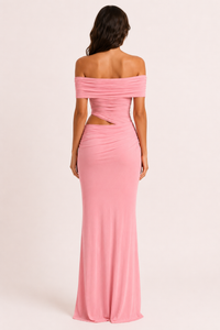Langes Kleid für Frauen Hochzeitsgäste elegant off-the-shoulder Kleid mit Rüschen - Nadine
