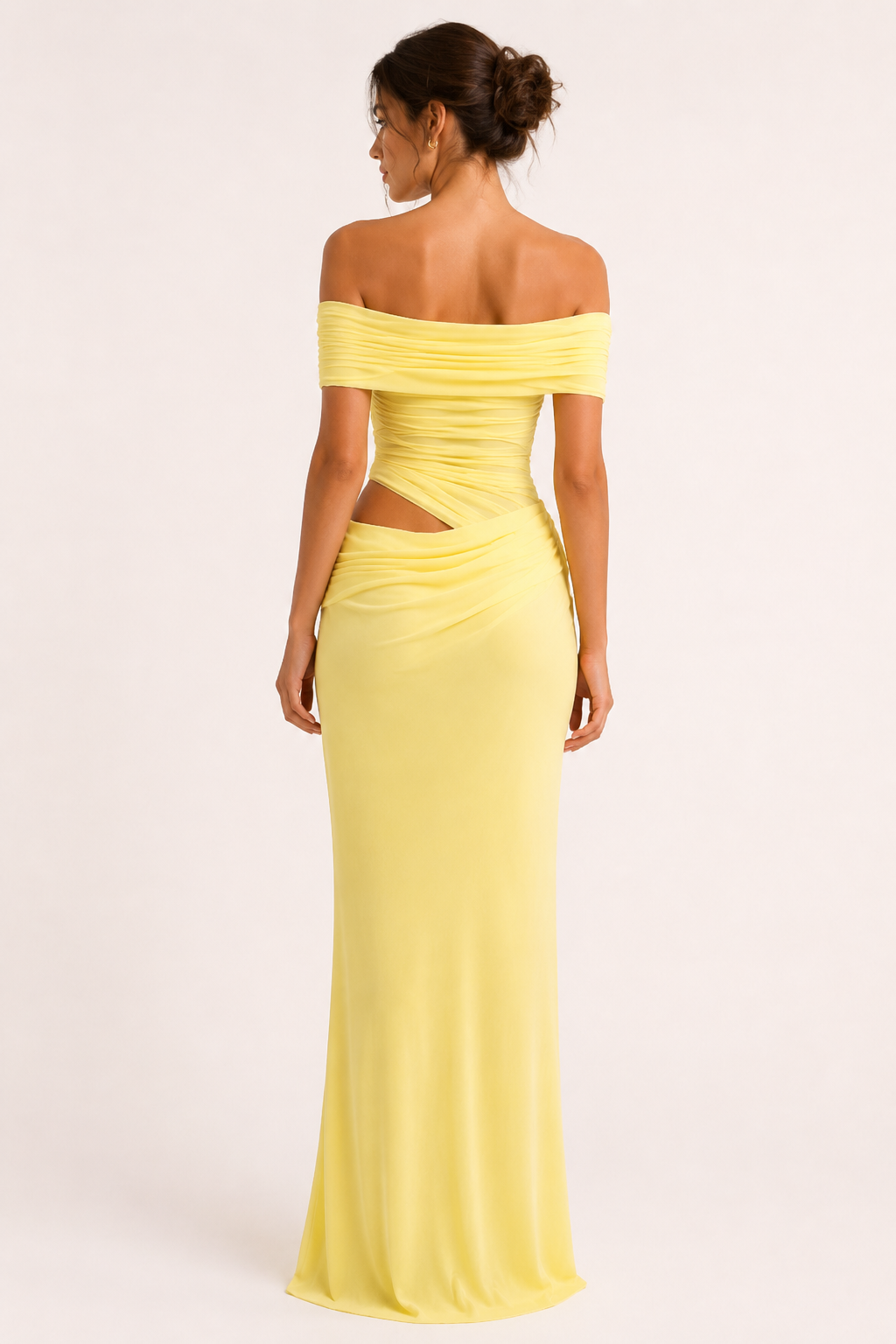 Langes Kleid für Frauen Hochzeitsgäste elegant off-the-shoulder Kleid mit Rüschen - Nadine