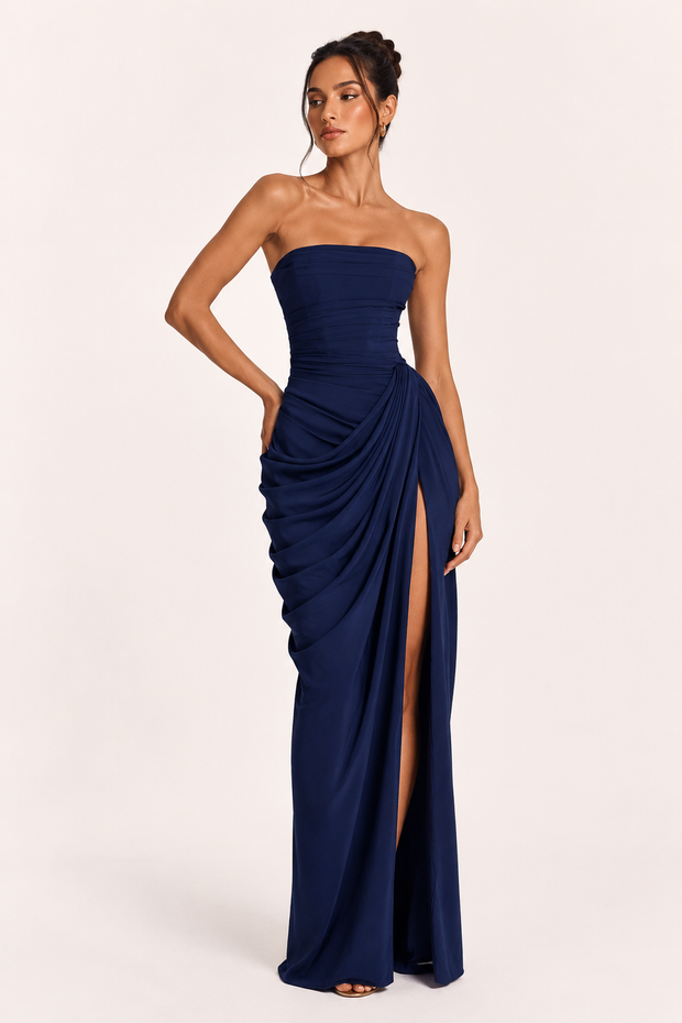 Damen langes Kleid elegantes Event Kleid slim fit Seitenschlitz - Ottilie
