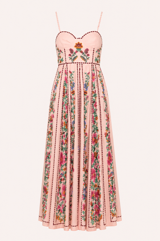 Langes trägerloses Sommerkleid mit Blumendruck - Nadine