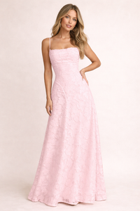 Damen Maxikleid floral geprägt dünne Träger - Isabela