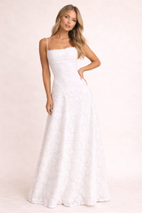 Damen Maxikleid floral geprägt dünne Träger - Isabela