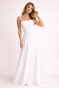 Damen Maxikleid floral geprägt dünne Träger - Isabela