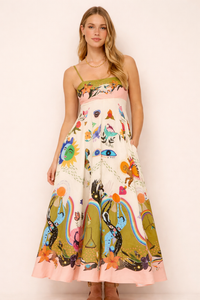 Damen Maxikleid mit künstlerischem Druck - Arianna