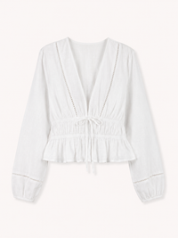 Damenbluse mit V-Ausschnitt und Schleife - Vera