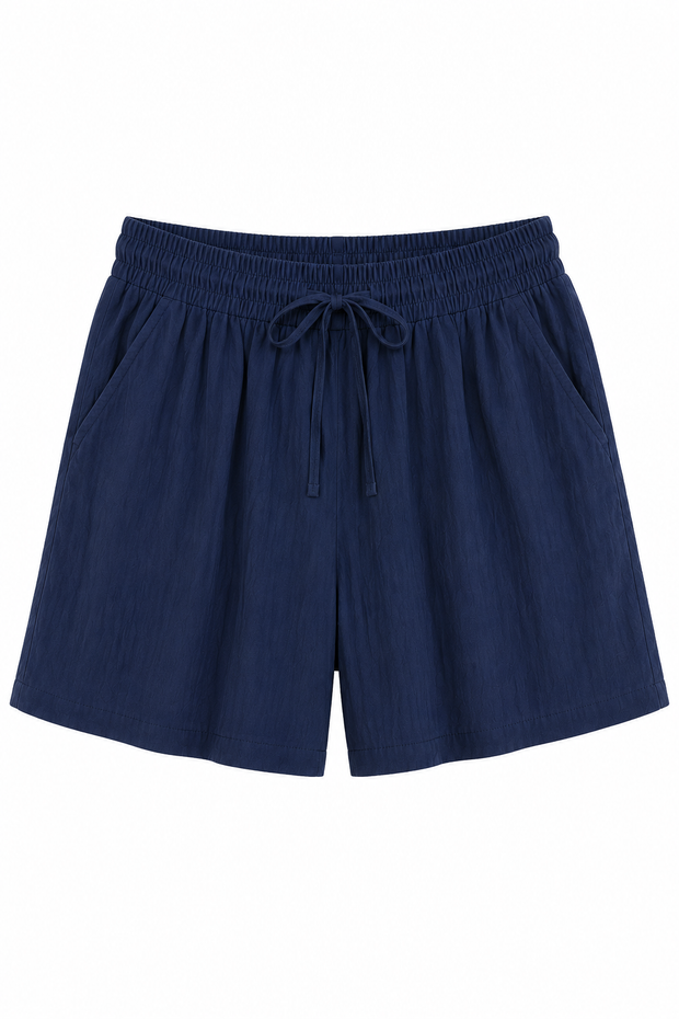 Damen-Shorts aus Leinen und Baumwolle mit elastischem Bund und Kordelzug – Anja