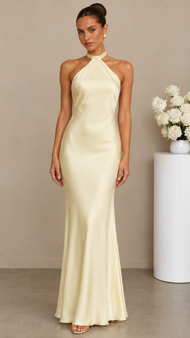 Langes Halter-Partykleid für Damen – Marce