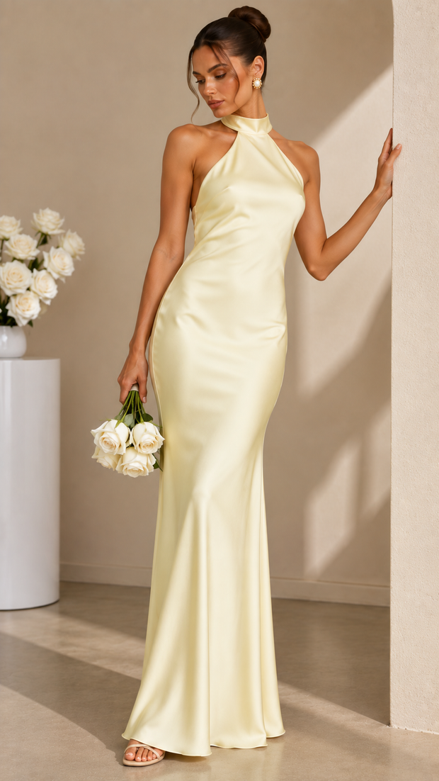 Langes Halter-Partykleid für Damen – Marce