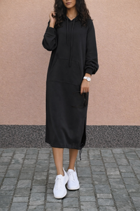 Langes Sweatshirt-Kleid mit Kapuze für Frauen - Lina