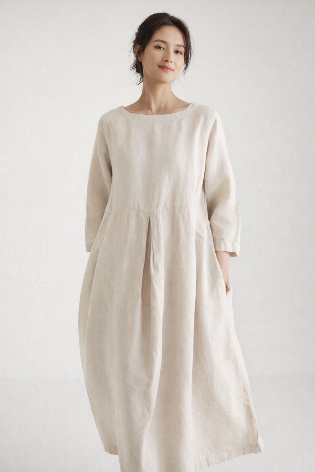 Weit geschnittenes Damenkleid aus Leinen - Elisa