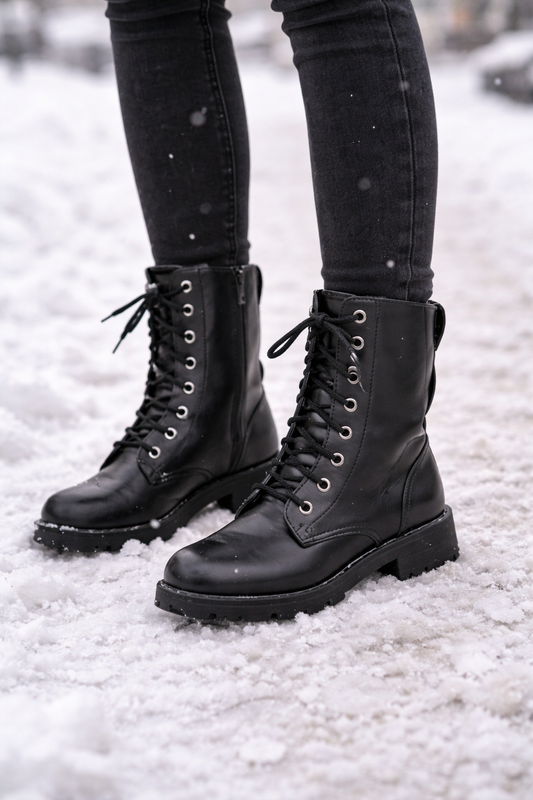 Halbhohe Schnürstiefel im Militärstil für Damen - Mel