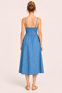 Midi-Denim-Kleid mit Knöpfen für Damen - Hanneli