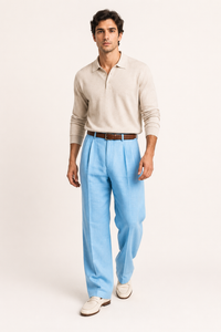 Herrenhose aus Leinen mit zwei Abnähern und geradem Schnitt – Albrecht