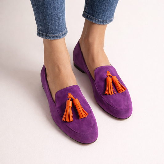 Damen Quaste Loafer runde Zehe flache Sohle - Elvara