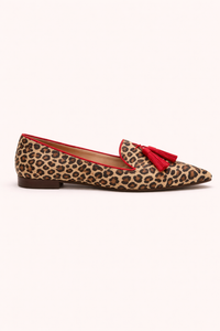 Damen Slipper feine Zehe Quasten Leopardenmuster - Xirela