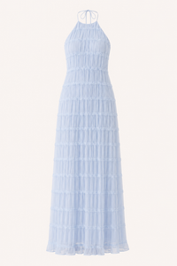Langes, plissiertes Sommerkleid mit elegantem Neckholder-Ausschnitt – Tilda