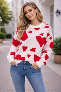 Damen Strickpullover mit Herzmotiv - Aino