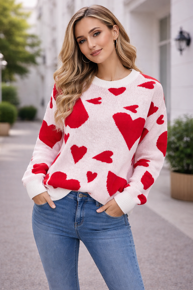 Damen Strickpullover mit Herzmotiv - Aino