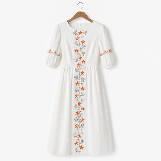 Baumwollkleid mit Dreiviertel-Ärmeln - Carmona