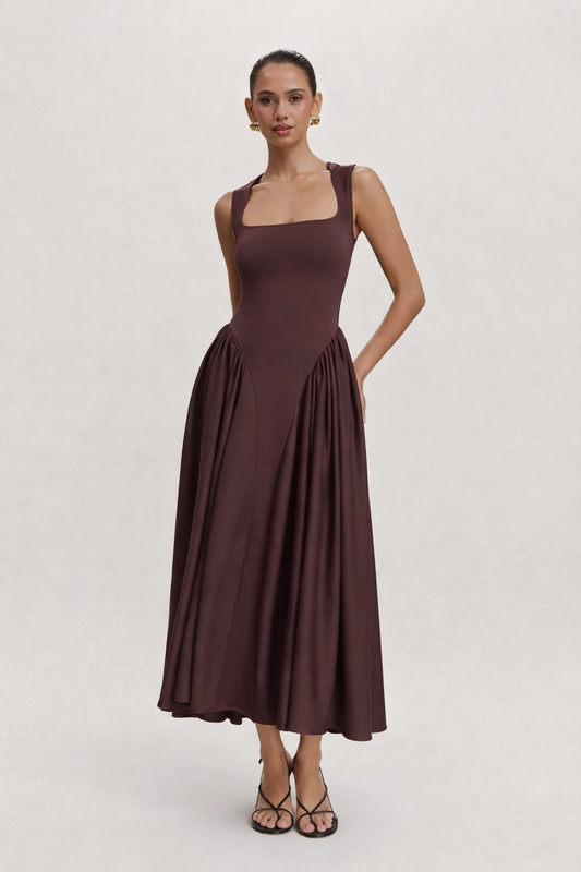 Midikleid mit quadratischem Ausschnitt für Frauen - Brigitte