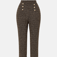 Damen-Tweedhose mit hoher Leibhöhe und Zierknöpfen - Noémie