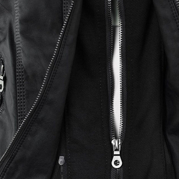 Wetterfeste Lederjacke mit Kapuze