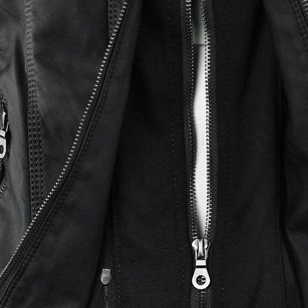 Elegante Biker-Lederjacke mit Kapuze