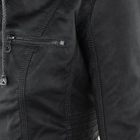 Elegante Biker-Lederjacke mit Kapuze