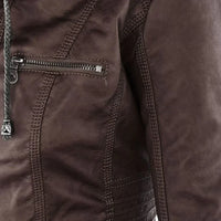 Elegante Biker-Lederjacke mit Kapuze