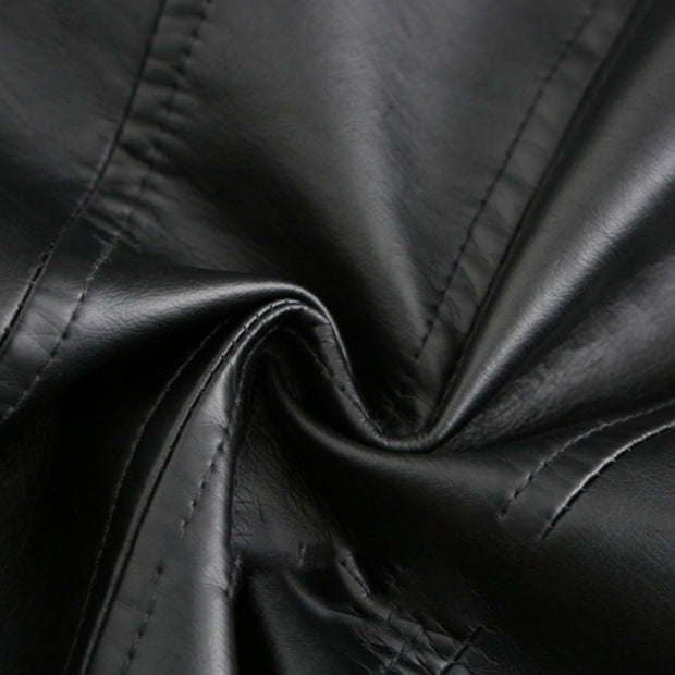 Elegante Lederjacke mit Rundhalsausschnitt und Knopfverschluss