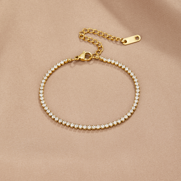 Verstellbares Tennisarmband Mit Leuchtenden Zirkonia-Steinen In Durchgehenden Lichtreflexen - Galadriel