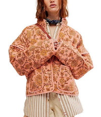 Jacke mit Blumenmuster, Patchwork und Stehkragen