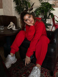 Gestricktes Loungewear-Set für Damen mit Kapuze - Alessia