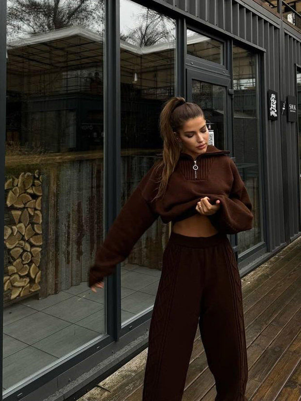 Gestricktes Loungewear-Set für Damen mit Kapuze - Alessia