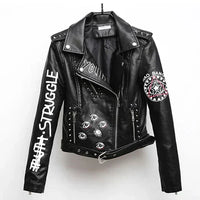 Lederjacke mit auffälligem Print