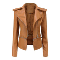 Lederjacke im Gothic-Stil mit Revers und Reißverschluss