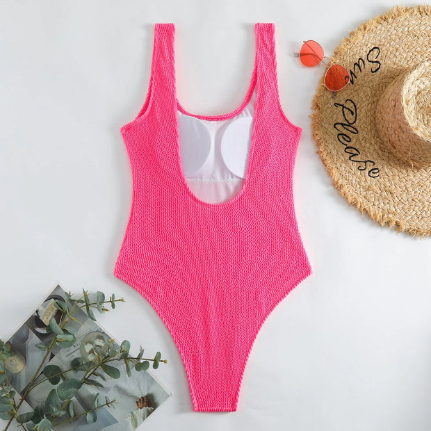 Ocean Chic - Champagnerwellen Bonbonfarben Einteiliger Badeanzug