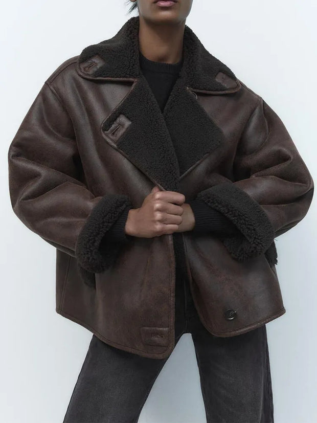 Vintage-Lederjacke mit zeitloser Optik