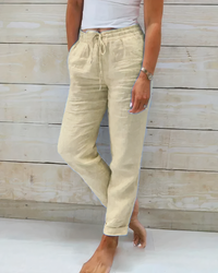 GRACE - Baumwollhose mit hohem Bund und Kordelzug