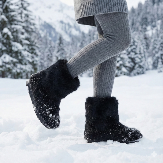 Damen-Winterstiefel mit plüschigem Schaft und bequemem Keil - Kavira