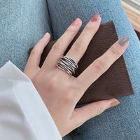 Verstellbarer Mehrlagiger Ring Aus Sterlingsilber 925 Mit Überlappenden Schichten Und Geflochtenem Design