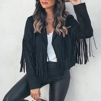 Leder-Bikerjacke mit Western-Fransen
